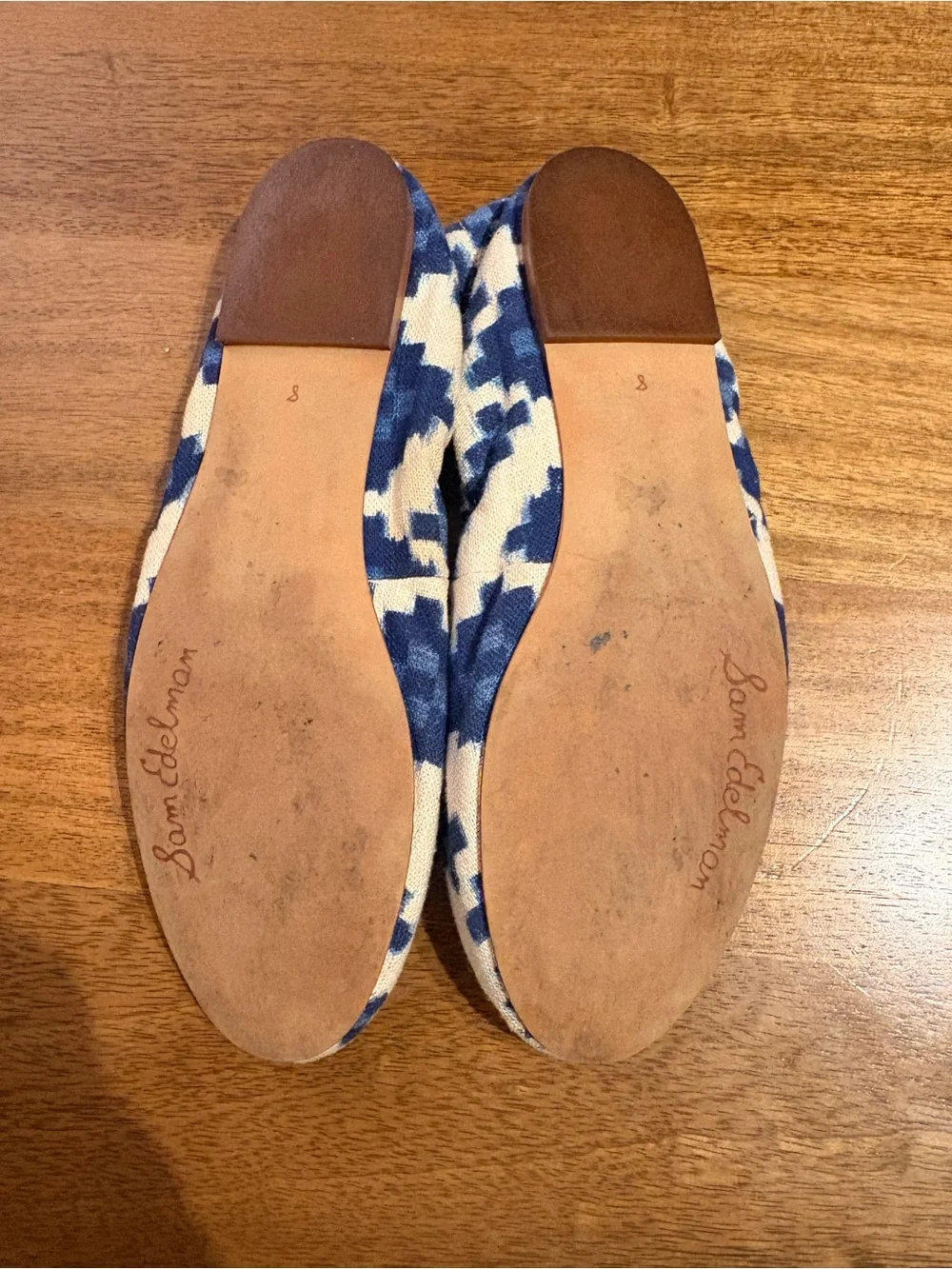 Sam Edelman Blue & Cream Geometric Ballet Flats